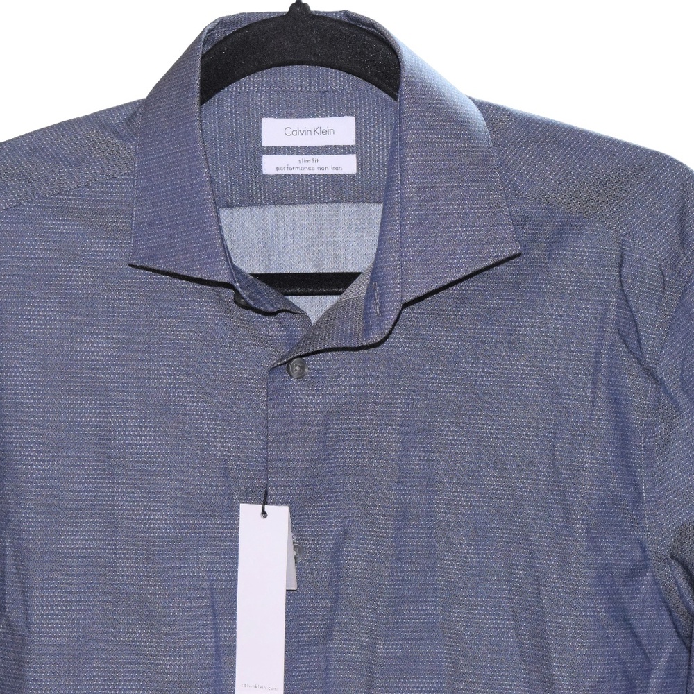 New Calvin Klein Size 15 1/2 Gray Blue Long Sleeve